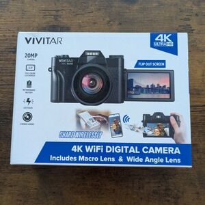 Vivitar 4K Wifi Digital Camera Kit with Bag, Wide Angle Lens, and Macro Lens